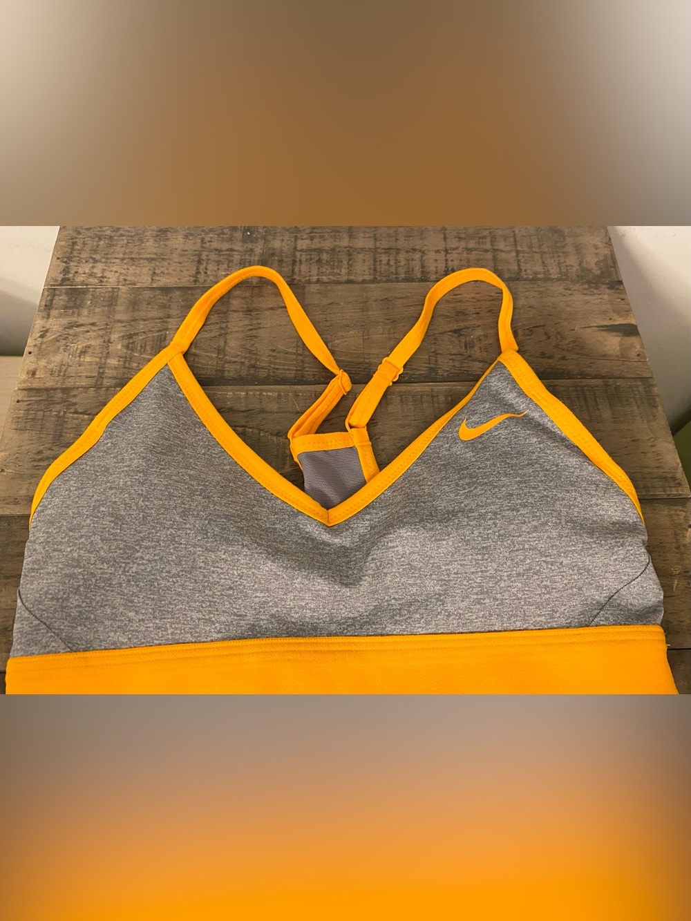Nike Pro Indy Sports Bra Women’s XS Training Gray/Orange #620273